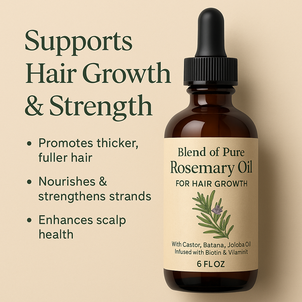 The Perfect Blend for Strong, Beautiful Hair: Rosemary Oil with Castor, Batana, Jojoba & Biotin